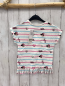 Preview: neu  T-Shirt  Gr. 116  weiß pink hellblaue Streifen Minnie Mouse Fransensaum 