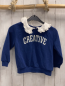 Preview: H&M Pullover  Gr. 104  blau weißer Kragen mit Rüschenbund weiße Schrift 
