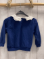 Preview: H&M Pullover  Gr. 104  blau weißer Kragen mit Rüschenbund weiße Schrift 