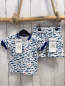 Preview: neu 2tlg Lamino  T-Shirt+ Shorts  Gr. 62  weiß blau rote Fische dunkelblauer Bund 
