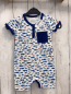 Preview: neu Lamino  Playsuit  Gr. 62  weiß blau rote Fische dunkelblauer Bund 