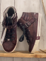 Preview: neu Mustang  Boots  Gr. 38  kastanienfarben Struktur Schnalle Nieten schwarze Schnürsenkel 