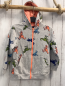 Preview: Blue Seven Sweatjacke  Gr. 116  grau bunte Dinos Kapuze orange Reißverschluss 