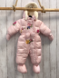 Preview: Monnalisa 3ltg Schneeoverall + Handschuhe + schuhe Gr. 68  rosa gestickte Blumen