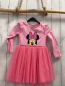 Preview:   Kleid  Gr. 98  rosa Oberteil mit Minnie Mouse pink Tüllüberrock mit silber Glitzerpunkten 