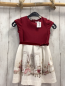 Preview: Mayoral  Kleid  Gr. 104  weinrotes Oberteil weißer Rock mit Möbeln + Mädchen 