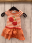 Preview: Samara  Kleid  Gr. 74  lachs weiß gestreiftes Oberteil mit Blumen lachs Rüschenrock