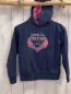 Preview: Salt & Pepper  Pullover   Gr. 128  blau Kapuze Pferde mit pink Pailetten silber Glitzerschrift 