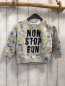 Preview: H&M Pullover Gr. 92  grau bunte Farbflecken schwarze Schrift