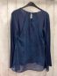 Preview: Desigual Bluse  Gr. 158/164  blau grau bunte Kreise mit Pailetten transparenter Stoff mit hellblauem Druck 