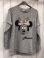 Preview: Disney  Pullover  Gr. 158  hellgrau grau meliert Strick Minnie Mouse mit Pailettenschleife 