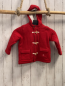 Preview: Petit Bateau  Sweatjacke  Gr. 86  rot Kapuze weißes Teddyfutter Knebelknöpfe 
