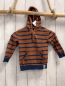 Preview: HM& Pullover  Gr. 86  rotbraun blaue Streifen Strick Kapuze Bauchtasche 