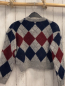 Preview: Zara  Pullover  Gr. 152  grau Strick weinrote blaue Rauten 
