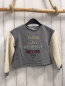 Preview: Benetton Pullover  Gr. 116  grau bunte Schrift beige Teddyärmel 