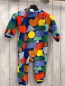 Preview: Next  Plüschoverall Gr. 92  blau bunte Quadrate + Kreise blauer Bund 