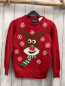 Preview:   Pullover  Gr. 128  rot Strick Elch mit Pailettennase weiße Schneekristalle 