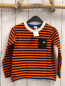 Preview: Petit Bateau  Langarmhirt  Gr. 116  schwarz orange Streifen weißer Bund 