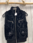 Preview: New Sensation  Weste  Gr. 152  schwarz Plüsch silber Reißverschlüsse beige Futter mit leoprint 