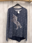 Preview:   Pullover  Gr. 158  blau hellgrau meliert weiße Sterne Pailetteneinhorn 