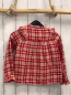 Preview: Sissy-Boy  Bluse  Gr. 110  rot beige golden Glitzer kariert Rüschen 