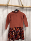 Preview: Next  Kleid  Gr. 104  rost Strickoberteil Kragen + Rock mit bunten Blumen 