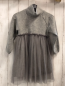 Preview: Zara  Kleid  Gr. 116  graues Strickoberteil mit Rippen + Rollkragen Tüllüberrock