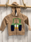 Preview: Alana  Sweatjacke  Gr. 86  hellbraun Kapuze grüner Traktor 