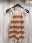 Preview: Zara  Playsuit  Gr. 110  beige ocker lachs weiße Streifen mit Lochmuster Strick 