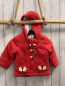 Preview: Tom Tailor  Fleecejacke  Gr. 86  hellrot Kapuze Knebelknöpfe weißes Plüschfutter 