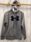 Preview: Under Armour  Sportshirt lang  Gr. 158  grau Kapuze schwarzes Label 