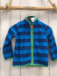 Preview:   Fleecejacke  Gr. 98  blau hellblaue Streifen Kapuze hellgrüner Bund 