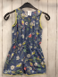 Preview: Miniboden  Playsuit  Gr. 122/128  blau bunte Blumen gelber Bommelbund 
