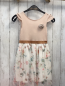Preview: Petit Bateau  Kleid  Gr. 128  rosa Oberteil mit Rosette ewißer Rock mit transparentem Überrock mit Blättern 