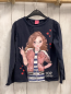 Preview: Top Model Langarmshirt  Gr. 128  dunkelgrau Mädchen rot Herzen 