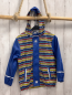 Preview:   Rergenjacke  Gr. 128  blau + bunte Streifen Kapuze 