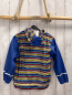 Preview:   Rergenjacke  Gr. 128  blau + bunte Streifen Kapuze 
