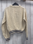 Preview: Zara  Pullover  Gr. 146/152  beige Strick Zöpfe blaue "7" + blauer Streifenbund 