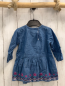 Preview: vertbaudet Kleid Gr. 68  blau Jeans gestickte Blumen