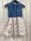 Preview:   Kleid  Gr. 116  blaues Jeansoberteil weißer Rock mit Bumen 