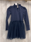 Preview:   Kleid  Gr. 116  blaues Oberteil mit Reh Tüllüberrock mit goldenen Glitzerpunken 