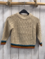 Preview: Zara  Pullover  Gr. 98  beige Strick Zöpfe petrol braun orange rost gestreifter Bund 
