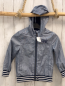 Preview:   Jacke  Gr. 116  blau hellgrau meliert blau weißer Streifenbund 