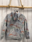 Preview: Mini Boden  Sweatjacke  Gr. 140  grau bunte Dinos Kapuze Teddyfutter 