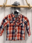 Preview:   Hemd  Gr. 92  rot orange grau weiß kariert graue Kapuze 