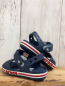Preview: Crocs  Gummischuhe  Gr. 28  blau + weiß rote Sohle 