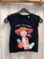 Preview:   T-Shirt  Gr. 104  schwarz Mächen mit Pailettenhut bunte Bltter + Schrift 