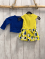 Preview: 2tlg Catimini  Strickjacke + Kleid  Gr. 74  blau + gelb mit Schmetterlingen Blumen 