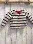 Preview: Catimini  Sweatjacke  Gr. 80  hellgrau schwarze Streifen pink Bund 