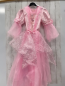 Preview: Karnevalwiertz  Karnevalkostüm  rosa Prinzessinnenkleid mit Tüll + silber Glitzersternen + Steinen 